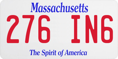 MA license plate 276IN6