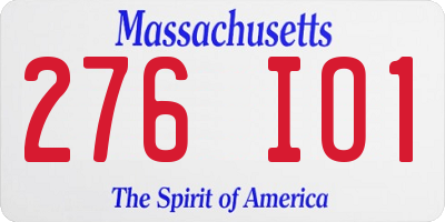 MA license plate 276IO1