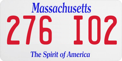 MA license plate 276IO2