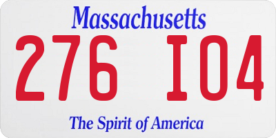 MA license plate 276IO4