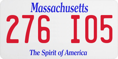 MA license plate 276IO5