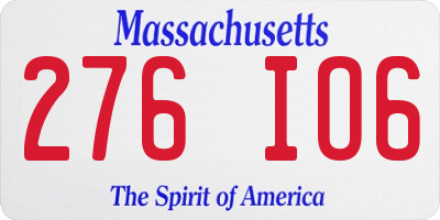 MA license plate 276IO6