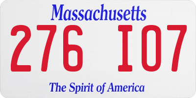 MA license plate 276IO7