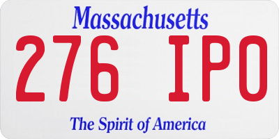 MA license plate 276IP0