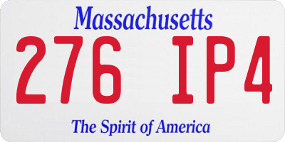 MA license plate 276IP4