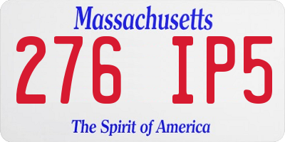 MA license plate 276IP5