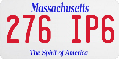 MA license plate 276IP6