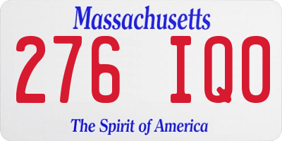 MA license plate 276IQ0
