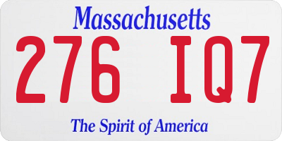 MA license plate 276IQ7