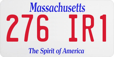MA license plate 276IR1