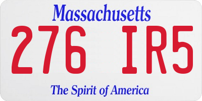 MA license plate 276IR5