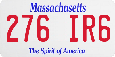 MA license plate 276IR6