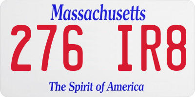 MA license plate 276IR8