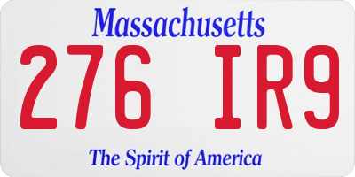 MA license plate 276IR9
