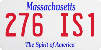MA license plate 276IS1