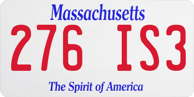 MA license plate 276IS3