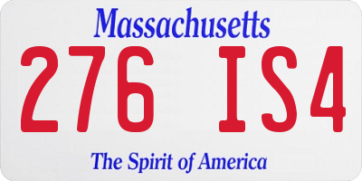 MA license plate 276IS4