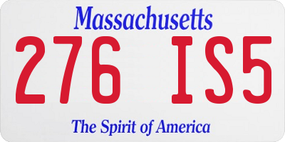 MA license plate 276IS5