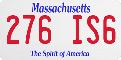 MA license plate 276IS6