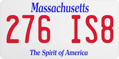 MA license plate 276IS8