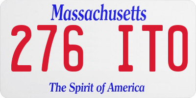 MA license plate 276IT0