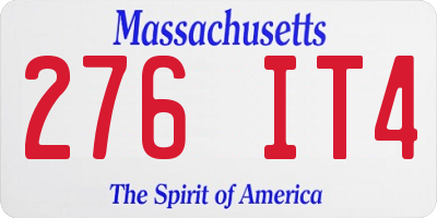 MA license plate 276IT4