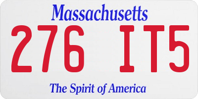 MA license plate 276IT5