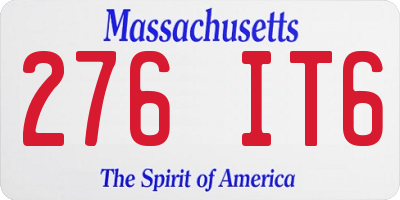 MA license plate 276IT6