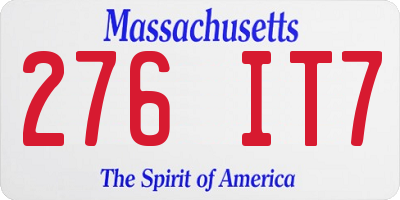 MA license plate 276IT7