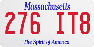 MA license plate 276IT8