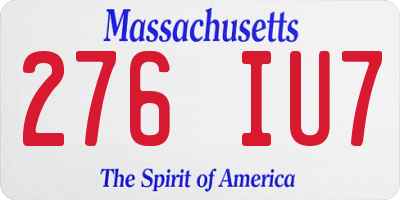 MA license plate 276IU7