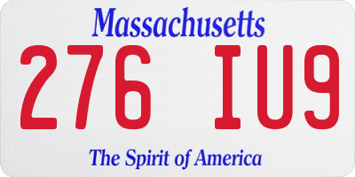 MA license plate 276IU9