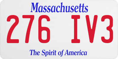 MA license plate 276IV3