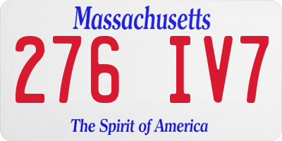 MA license plate 276IV7