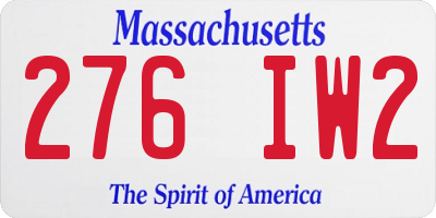 MA license plate 276IW2