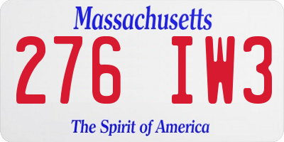 MA license plate 276IW3
