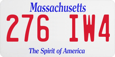 MA license plate 276IW4