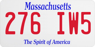 MA license plate 276IW5