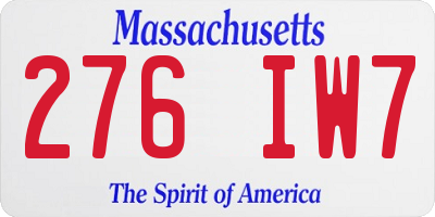 MA license plate 276IW7