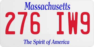 MA license plate 276IW9