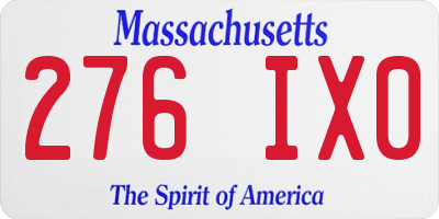 MA license plate 276IX0