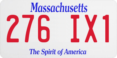 MA license plate 276IX1