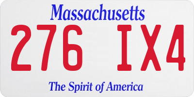 MA license plate 276IX4