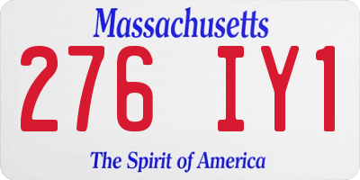 MA license plate 276IY1