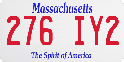 MA license plate 276IY2