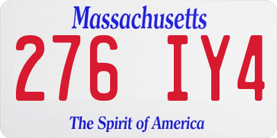 MA license plate 276IY4
