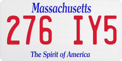 MA license plate 276IY5