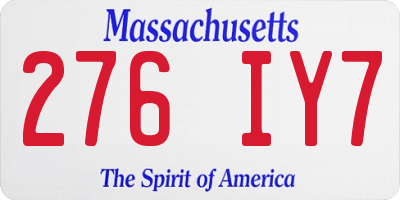MA license plate 276IY7