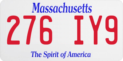 MA license plate 276IY9