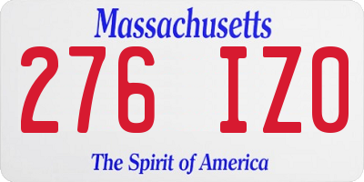MA license plate 276IZ0